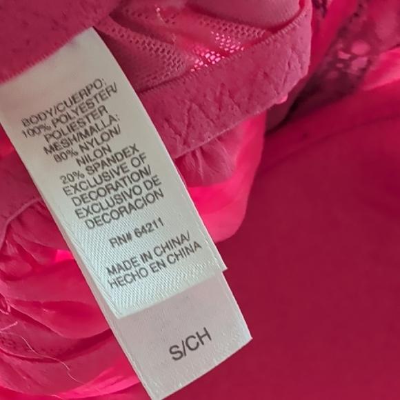 Ambrielle Hot Pink Chemise with Black Lace Trim - Picture 10 of 10